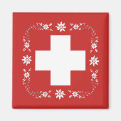 スイス国旗とエーデルワイス マグネット (正面)