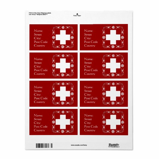 スイス国旗とエーデルワイス ラベル (フルシート)