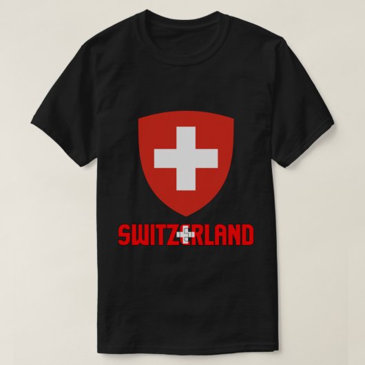 スイス国旗とコート・オブ・アームズ Tシャツ (デザイン正面)