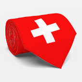スイス国旗とスイスのビジネスファッション ネクタイ (ロール)