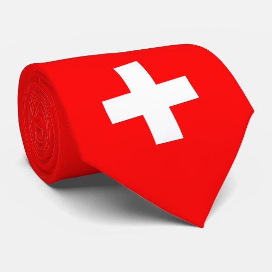 スイス国旗とスイスのビジネスファッション ネクタイ (ロール)