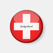 スイス国旗とスイスの休日/スポーツファン マグネット (正面)