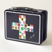 スイス国旗に埋め込まれたスイスのカントン メタルランチボックス (裏面)