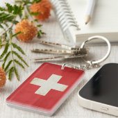 スイス国旗のキーチェーンのお土産 キーホルダー (正面右)