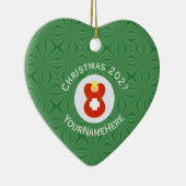 スイス国旗のクリスマスエンジェル名の年ハート セラミックオーナメント (右)