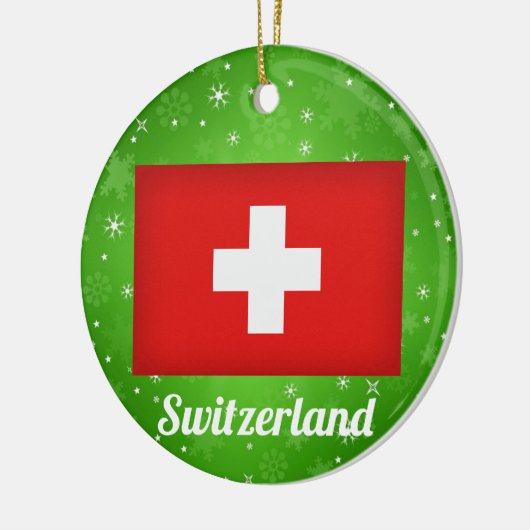 スイス国旗のクリスマス セラミックオーナメント (左)