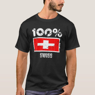 スイス国旗のサポート | 100%スイスのバッテリ電源 Tシャツ