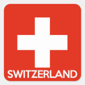 スイス国旗のシンボル名文字スイス スクエアシール (正面)