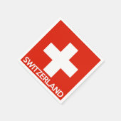 スイス国旗のシンボル名文字スイス スタンダードカクテルナプキン (角)