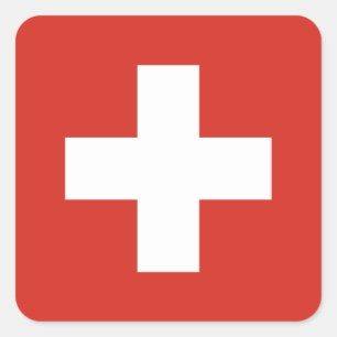 スイス国旗のシール スクエアシール