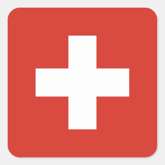 スイス国旗のシール スクエアシール (正面)