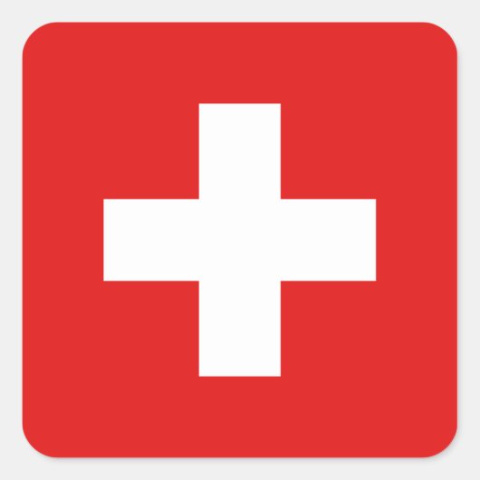 スイス国旗のシール スクエアシール (正面)