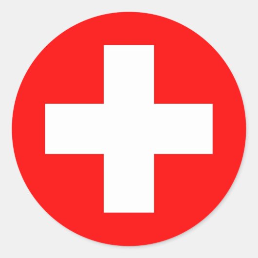 スイス国旗のシール ラウンドシール (正面)