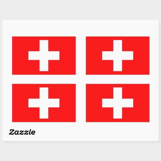 スイス国旗のシール 長方形シール (シート)