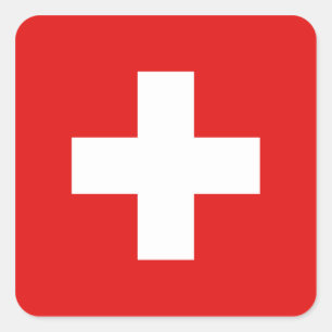 スイス国旗のステッカー スクエアシール