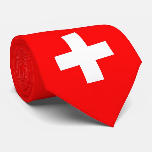 スイス国旗のネックタイ/スイスのビジネスファッション ネクタイ (ロール)