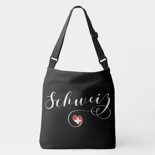 スイス国旗のハート、シュウィズ、スイス クロスボディバッグ (正面)
