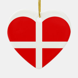 スイス国旗のハート セラミックオーナメント