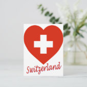 スイス国旗のハート ポストカード (スタンド正面)
