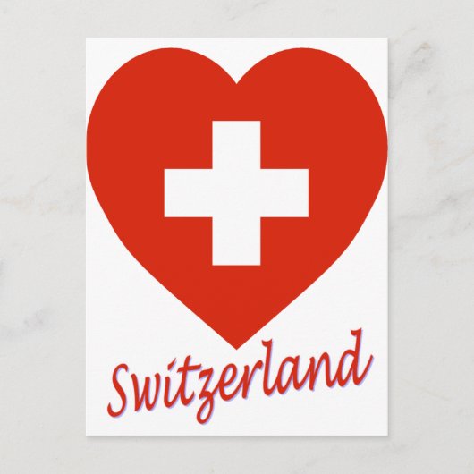 スイス国旗のハート ポストカード (正面)