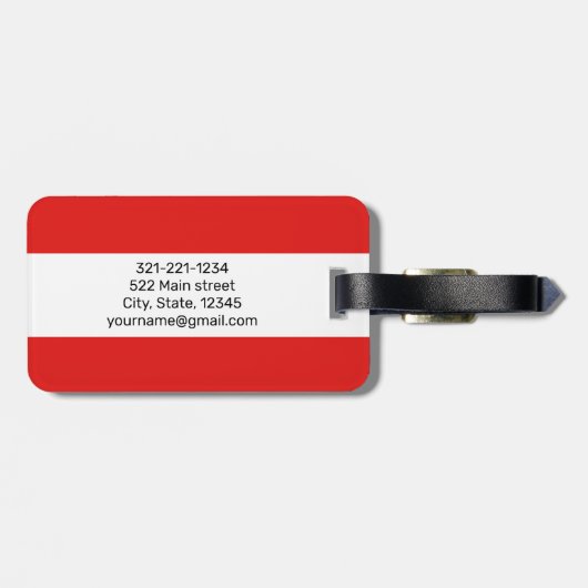 スイス国旗のパーソナライズされた旅行モダン荷物 ラゲッジタグ (裏面横)