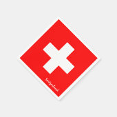 スイス国旗のパーティー/スポーツファン スタンダードカクテルナプキン (角)