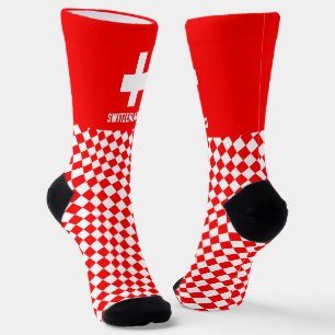 スイス国旗のファッション/スポーツ ソックス