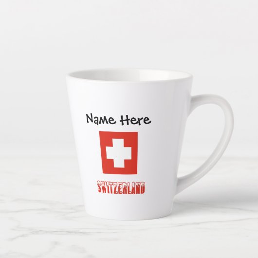 スイス国旗のブラックパーソナライゼーション カフェラテマグ (右)