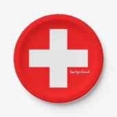スイス国旗のプレート、パーティー、スポーツ、スイス ペーパープレート (正面)