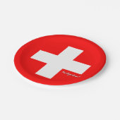 スイス国旗のプレート、パーティー、スポーツ、スイス ペーパープレート (アングル)