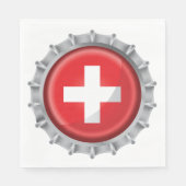 スイス国旗のボトルキャップ スタンダードランチョンナプキン (正面)