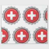 スイス国旗のボトルキャップ ラッピングペーパー (フラット)