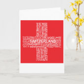 スイス国旗のワードクラウド カード (黄色い花)