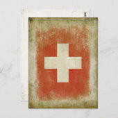 スイス国旗のヴィンテージクールスタイル ポストカード (正面/裏面)