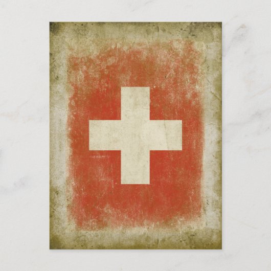 スイス国旗のヴィンテージクールスタイル ポストカード (正面)