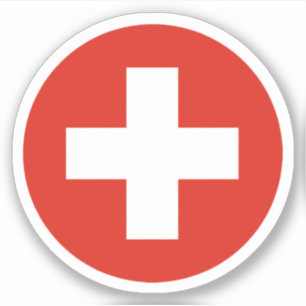 スイス国旗の丸いシール シール