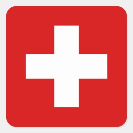 スイス国旗の品質 スクエアシール (正面)