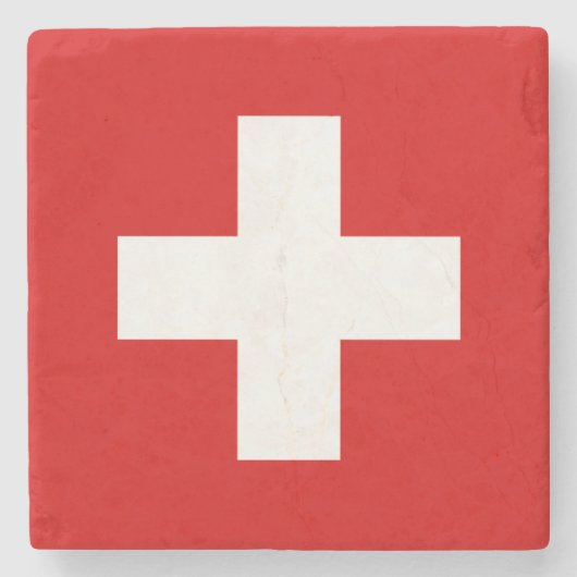 スイス国旗の品質 ストーンコースター (正面)