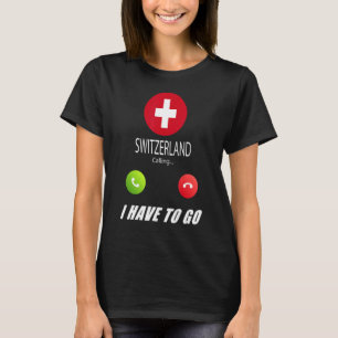 スイス国旗の土産スイスが私に電話している Tシャツ