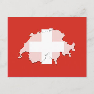 スイス国旗の地図の概要 ポストカード