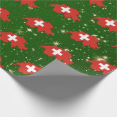 スイス国旗の地図クリスマス ラッピングペーパー (角)