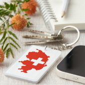 スイス国旗の地図スイスの記号 キーホルダー (正面右)