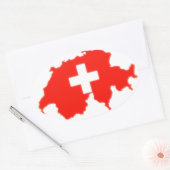 スイス国旗の地図 楕円形シール (封筒)