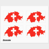 スイス国旗の地図 長方形シール (シート)