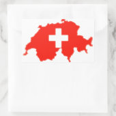 スイス国旗の地図 長方形シール (バッグ)
