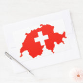 スイス国旗の地図 長方形シール (封筒)