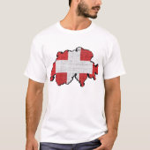 スイス国旗の地図 Tシャツ (正面)