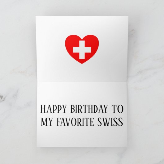 スイス国旗の愛国的誕生日 カード (内部)