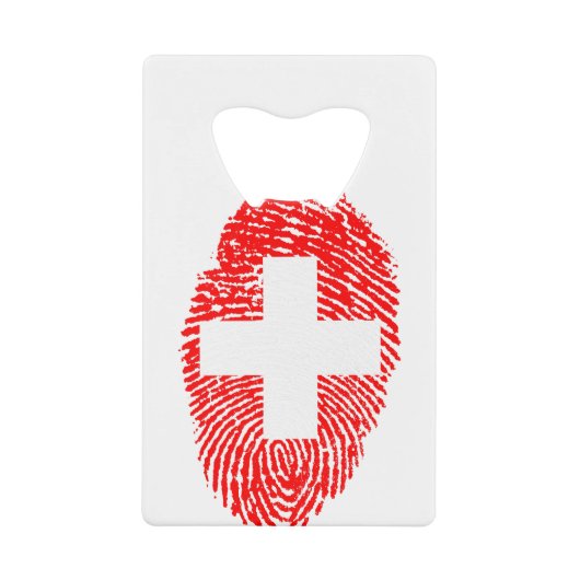 スイス国旗の指紋の国プライド クレジットカード栓抜き (正面)