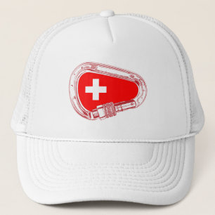 スイス国旗の登山カラビナー キャップ